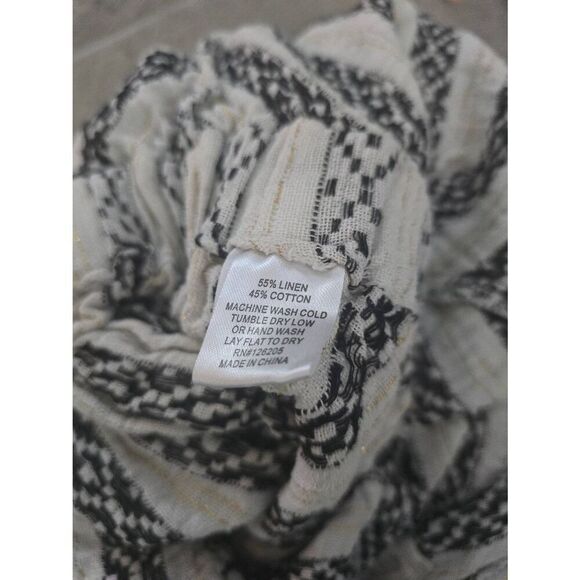 Women's 4OUR Dreamers Linen Blend‎ Romper Off White Beige Gold Black Boho Stripe - Picture 10 of 11